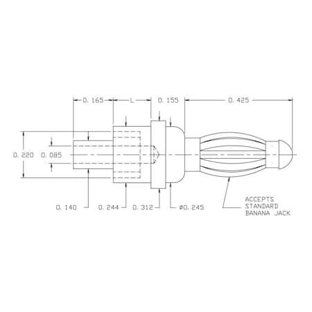 Concord Electronics INS STANDARD BANANA PLUG, NICKEL PLTD, 0.165", 01-2265-4-02-1000 01-2265-4-02